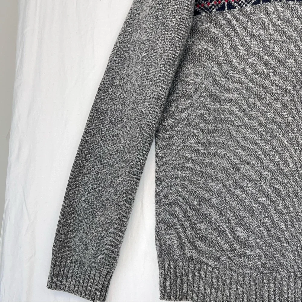 Eddie Bauer Knit Sweater Fair Isle Wool Acrylic Blend Mens Size Tall XL Gray